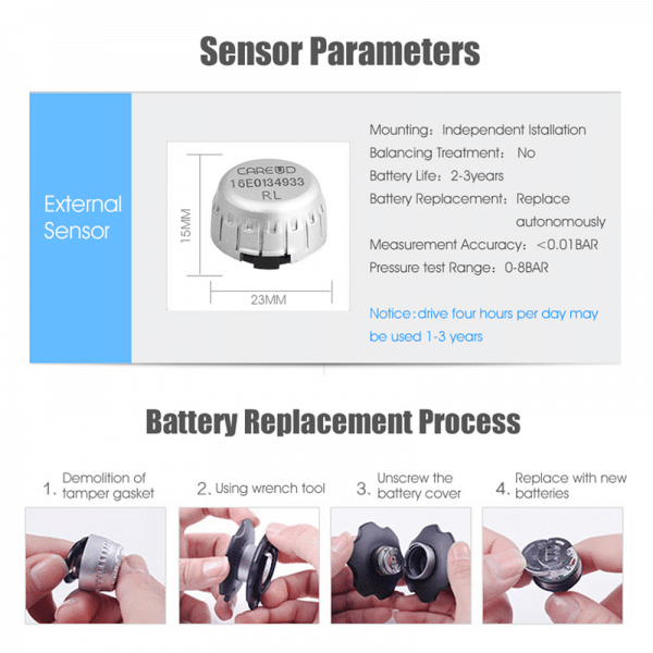 Rechargeable External Tyre Pressure Measuring System With 6 Sensors - Image 7