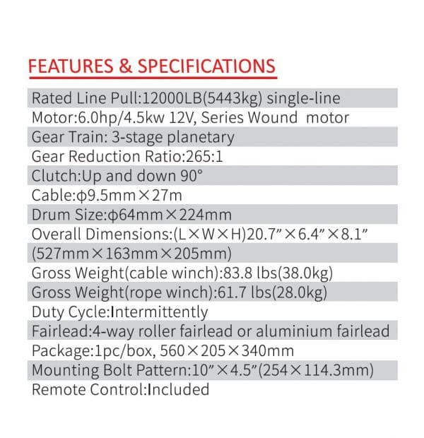 DB Series 12000Lbs (5444Kg) 4WD Winch Dyneema Rope - Image 3