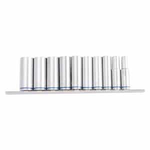 DEEP SOCKET RAIL 10 PIECE 3/8" DRIVE (MIRROR POLISH) - METRIC