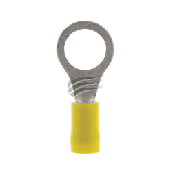PKT10 RING TERMINAL 10mm INSUL PVC DOUBLE CRIMP YELLOW