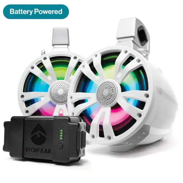 ExtremeTower Speakers TB8 - 1 Battery Powered Bluetooth Amplified Tower Speakers+ 1 Passive Speaker 2pcs set WHITE