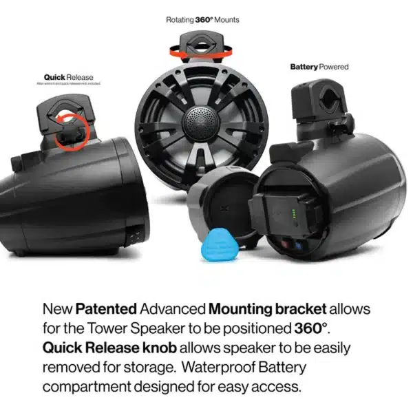 ExtremeTower Speakers TB8 - 1 Battery Powered Bluetooth Amplified Tower Speakers+ 1 Passive Speaker 2pcs set BLACK - Image 7